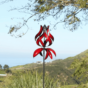 red tulip wind sculptures for yard spinning in the wind