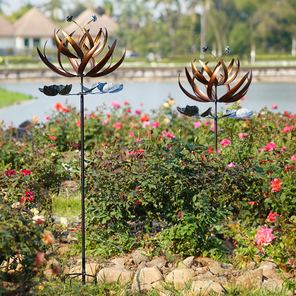 Copper Kinetic Wind Sculpture Garden Wind Spinners – Cyan Oasis