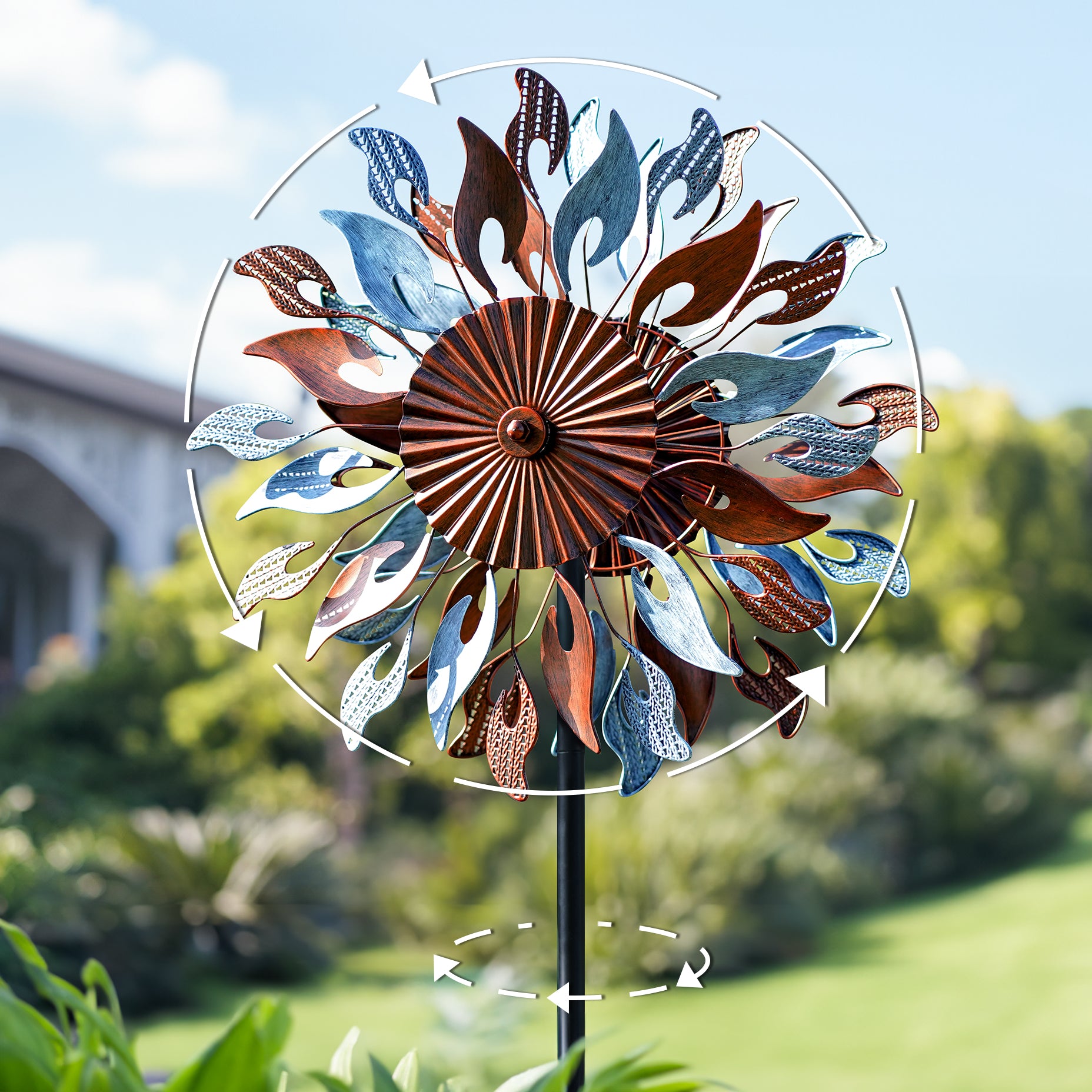 Sun Flame Wind Spinner – Cyan Oasis