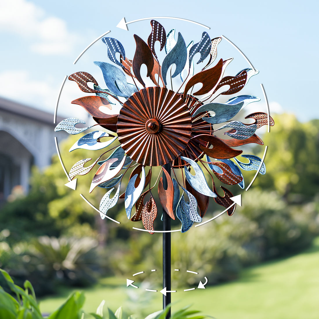 Sun Flame Wind Spinner – Cyan Oasis