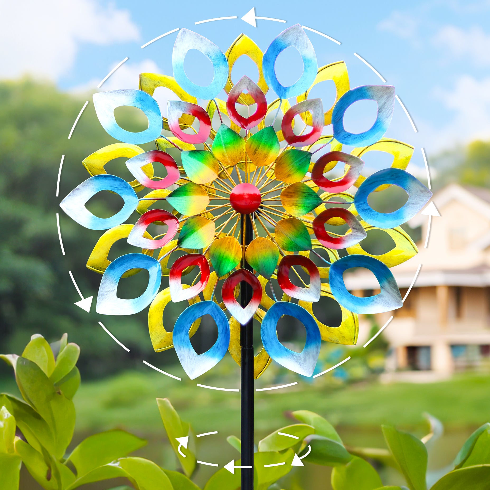 Colorful Whirlwind Wind Spinner – Cyan Oasis