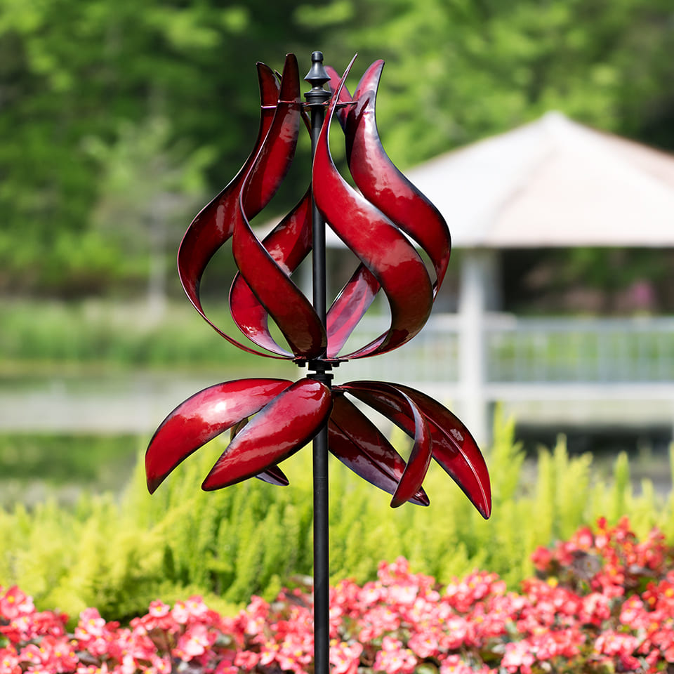 Cyan Oasis Garden Wind Sinner, Kinetic Windmill Tulip Wind Sculptures