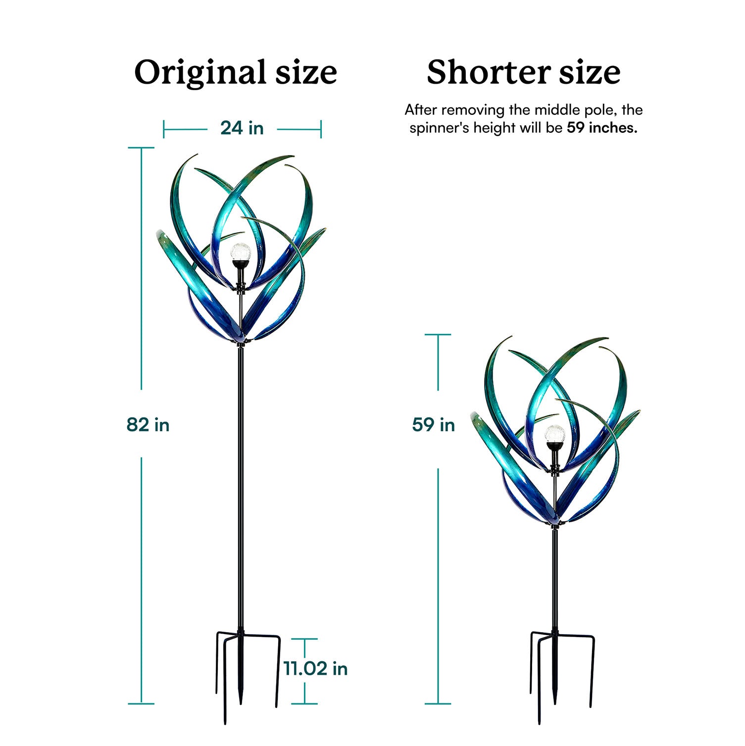 Dawn Magnolia Solar Wind Spinner, Metal Large Yard Sculpture
