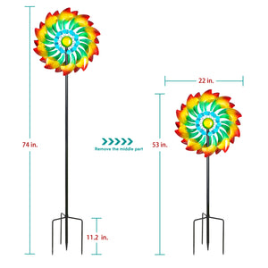 yard spinners metal large can adjust the height by removing the middle pole, original height is 74 inches